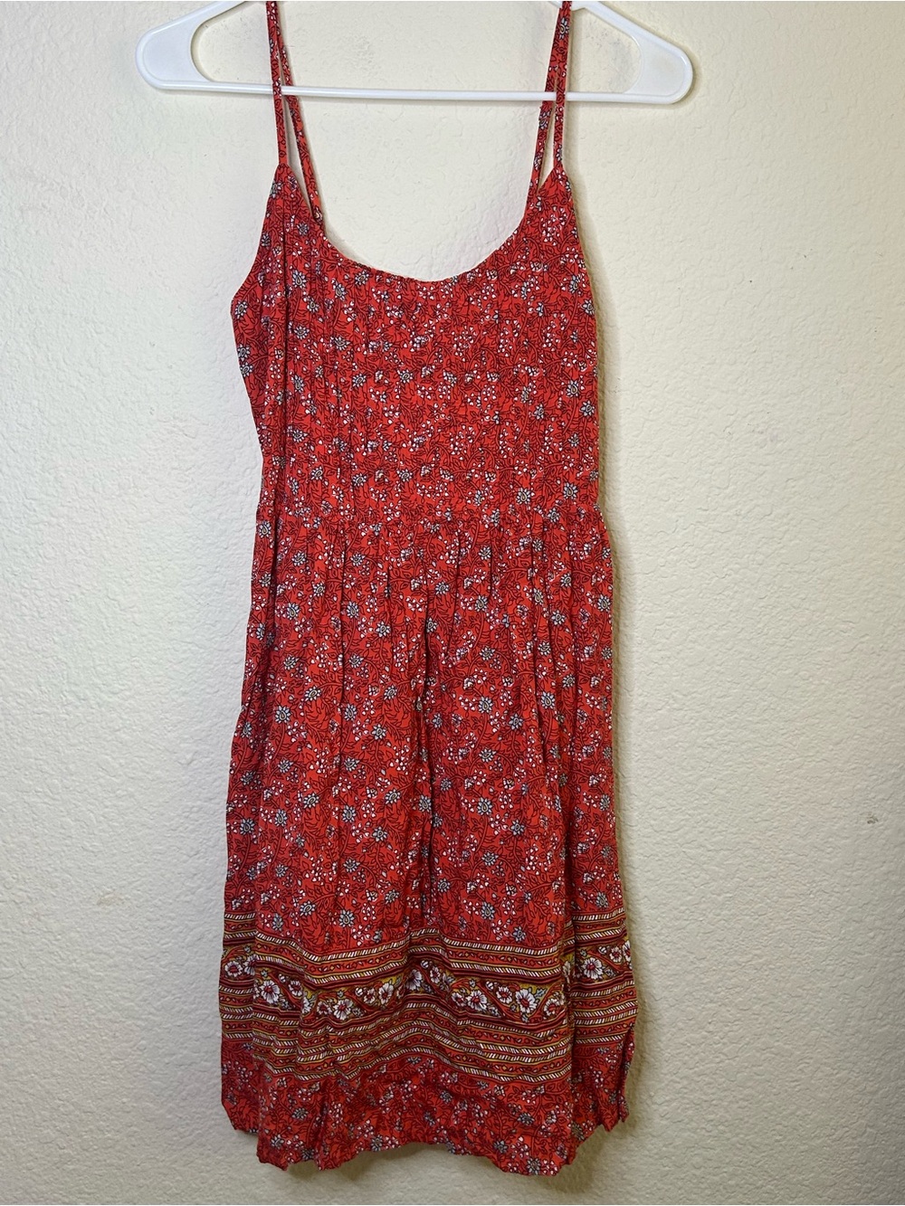 Old Navy Boho Aztec Red Floral Spaghetti Strap Sundress Small Summer Festival